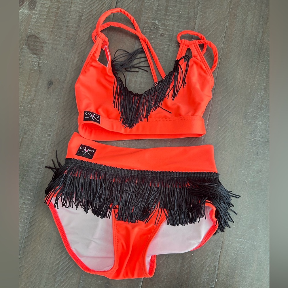 NWOT Kandi Kouture ballroom dance outfit Orange